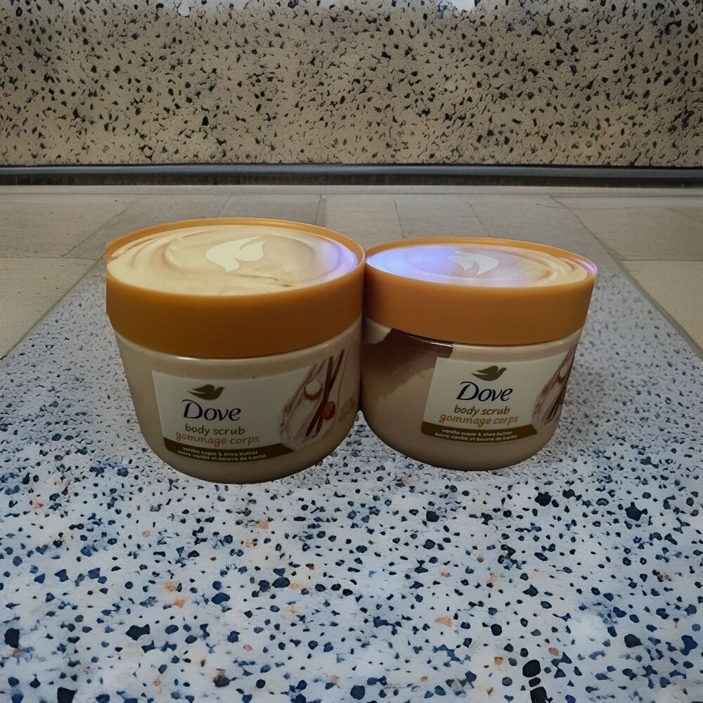 Lot Of 2 - Dove Vanilla Sugar and Shea Butter Body Scrub Exfoliate and Nourish